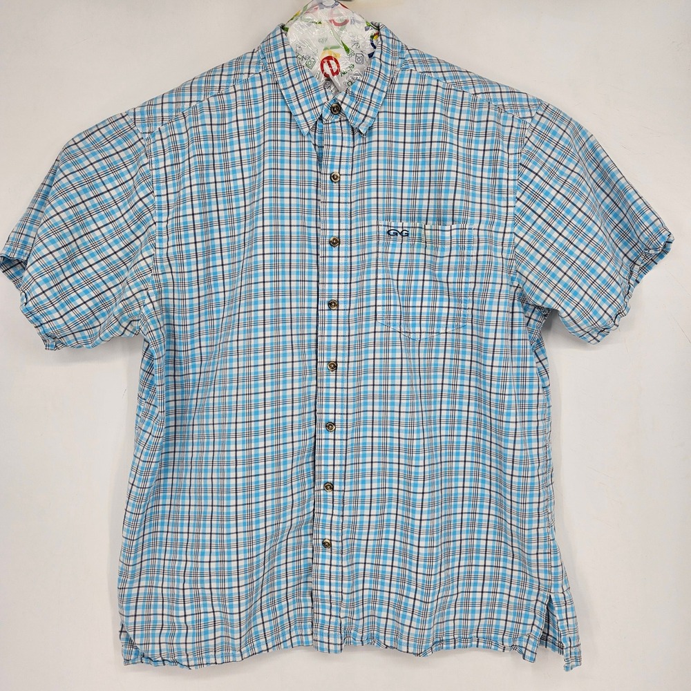 GameGuard Shirt Mens Extra Large Short Sleeve Blue Plaid Button Up Vented